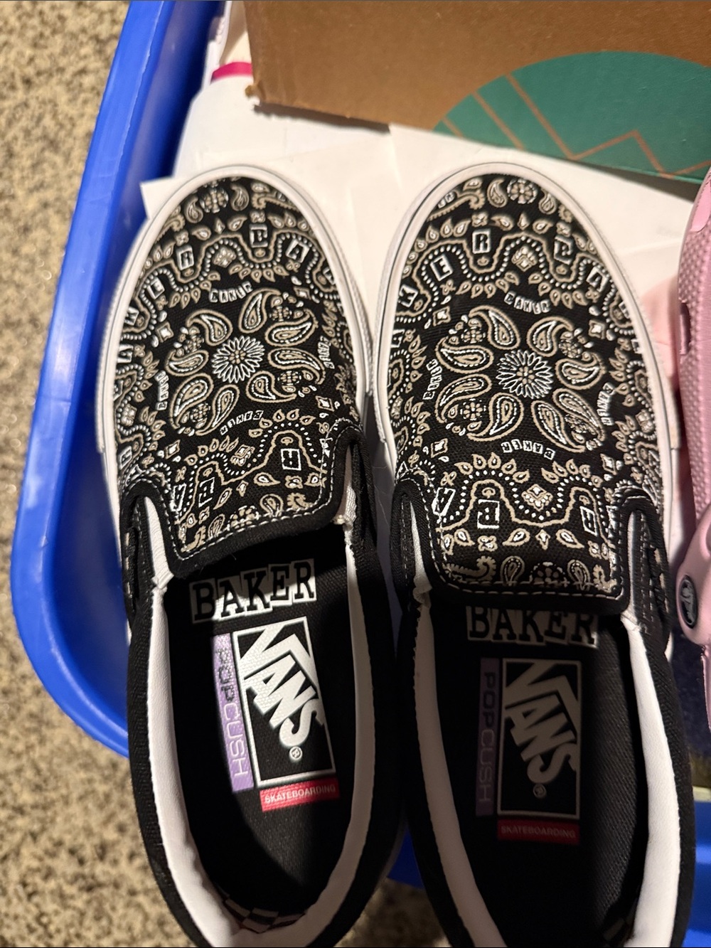 Vans Kids Black Paisley Slip-On Sneakers
